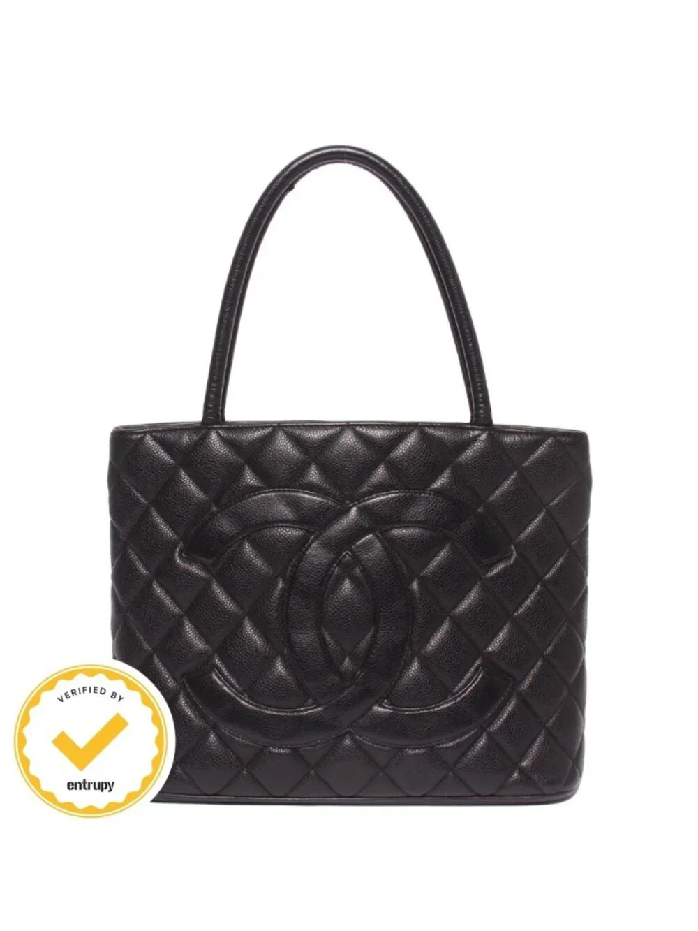 Chanel Tote Shoulder Bag Gold Caviar Leather